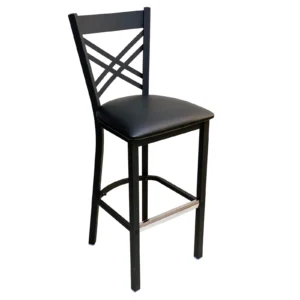 AAA Furniture Wholesale 310BS BVS Bar Stool with Upholstered Seat, Black (Quick Ship)