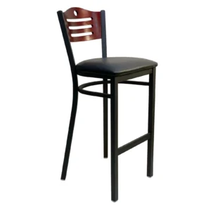 AAA Furniture Wholesale 315A-BS BVS Bar Stool with Wood Back and Upholstered Seat, Black (Quick Ship)