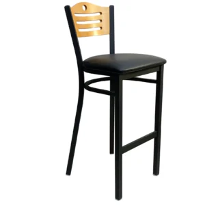 AAA Furniture Wholesale 315A-BS GR4 Bar Stool with Wood Back and Upholstered Seat, Black