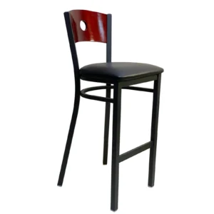AAA Furniture Wholesale 315BS/CIRCLE BVS Bar Stool with Wood Back and Upholstered Seat, Black (Quick Ship)