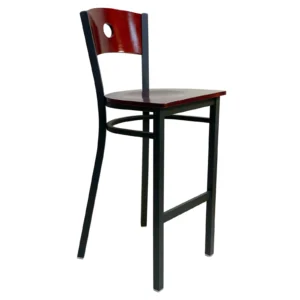 AAA Furniture Wholesale 315BS/CIRCLE WS Bar Stool with Wood Back, Black