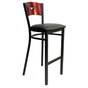 AAA Furniture Wholesale 315BS/STAR BVS Bar Stool with Wood Back and Upholstered Seat, Black (Quick Ship)
