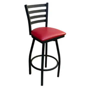AAA Furniture Wholesale 316BS-SWIVEL GR4 Swivel Bar Stool with Ladder Back and Upholstered Seat, Black
