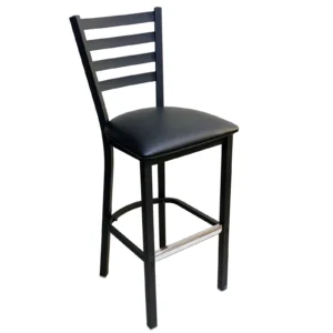 AAA Furniture Wholesale 316BS BVS Bar Stool with Ladder Back and Upholstered Seat, Black (Quick Ship)