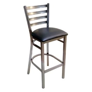 AAA Furniture Wholesale 316BS/CLEAR COAT BVS Bar Stool with Ladder Back and Upholstered Seat, Black (Quick Ship)