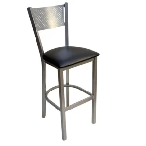 AAA Furniture Wholesale 317BS BVS-SLV Bar Stool with Upholstered Seat, Black (Quick Ship)