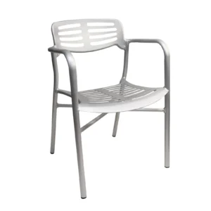 AAA Furniture Wholesale 319BH Aluminum Outdoor Arm Chair with Slotted Aluminum Back & Seat (Quick Ship)