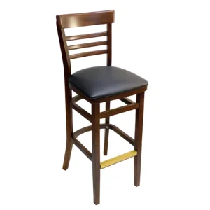 AAA Furniture Wholesale 412BS BVS Bar Stool with Ladder Back and Upholstered Seat, Black