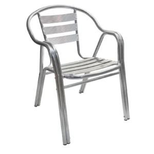 AAA Furniture Wholesale AL-C/AL Aluminum Outdoor Arm Chair with Aluminum Ladder Back & Seat (Quick Ship)
