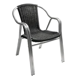 AAA Furniture Wholesale AL-C/NATURAL Aluminum Outdoor Arm Chair with Plastic Rattan Back & Seat (Quick Ship)