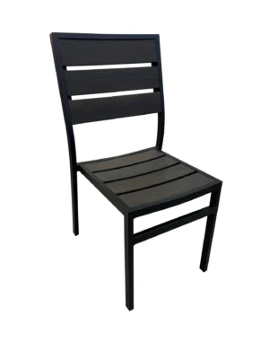 AAA Furniture Wholesale FB-09 Aluminum Outdoor Side Chair with Walnut Teakwood Back & Seat