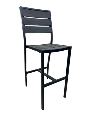 AAA Furniture Wholesale FB-09BS Aluminum Barstool with Walnut Teakwood Back & Seat (Quick Ship)