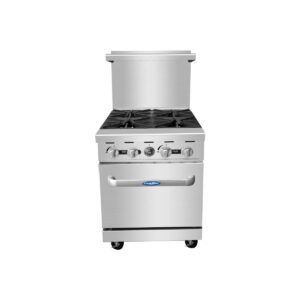 Atosa USA AGR-4B 24″ Gas Restaurant Range w/ (4) Open Burners, (1) Space Saver Oven, 152.000 BTU