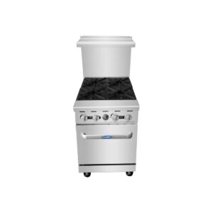 Atosa USA AGR-4B 24″ Gas Restaurant Range w/ (4) Open Burners, (1) Space Saver Oven, 152.000 BTU