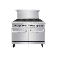 Atosa USA AGR-8B 48″ Gas Restaurant Range with (8) Open Burners, (2) Space Saver Ovens, 304.000 BTU