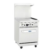 Atosa USA AGR-24G 24″ Gas Restaurant Range w/ 24″ Full Griddle, (1) Space Saver Oven, 72.000 BTU
