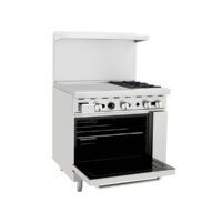 Atosa USA AGR-2B24GL 36″ Gas Restaurant Range, (1) Standard Oven, (2) Open Burners, (1) 24″ Griddle