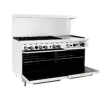 Atosa USA AGR-6B24GR 60″ Gas Restaurant Range w/ (6) Open Burners, (1) 24″ Griddle, (2) Standard Ovens, 294.000 BTU