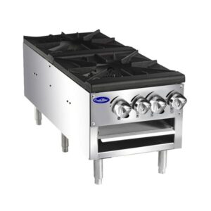 Atosa USA ATSP-18-2L 18″ Gas Stock Pot Range (Stove) w/ (2) Three Ring Burners, Low Height, Front to Back Design, Manual Control, 160.000 BTU