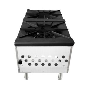 Atosa USA ATSP-18-2L 18″ Gas Stock Pot Range (Stove) w/ (2) Three Ring Burners, Low Height, Front to Back Design, Manual Control, 160.000 BTU