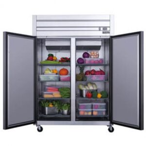Dukers Appliance Co D55AR 55″ Two Section Reach-In Refrigerator w/ 2 Solid Doors, Top Mount, Stainless Steel, 42 cu. ft.