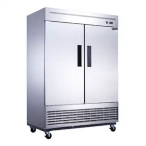 Dukers Appliance Co D55R 55″ Two Section Reach-In Refrigerator w/ 2 Solid Doors, Bottom Mount, Stainless Steel, 41 cu. ft.