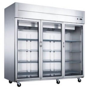 Dukers Appliance Co D83AR-GS3 Three Section Reach-In Refrigerator w/ 3 Glass Doors, Top Mount, Stainless Steel, 65 cu. ft.