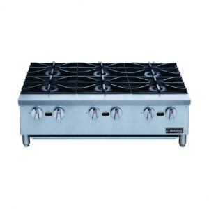 Dukers DCHPA36 36″ Countertop Gas Hotplate with (6) Burners, Manual Controls, 168.000 BTU