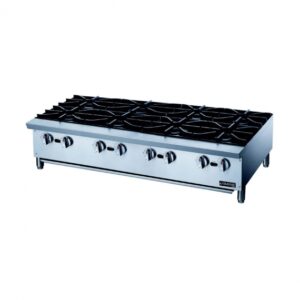 Dukers DCHPA48 48″ Countertop Gas Hotplate with (8) Burners, Manual Controls, 224.000 BTU