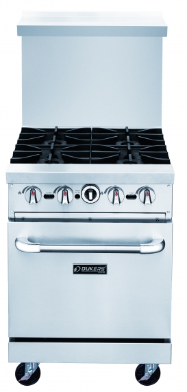 Dukers Appliance Co DCR24-4B 24" Gas Restaurant Range w/ (4) Open Burners, (1) Standard Oven, 162.000 BTU