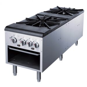 Dukers Appliance Co DCSP2 18″ Gas Stock Pot Range w/ (2) Three Ring Burners, Manual Controls, 160.000 BTU