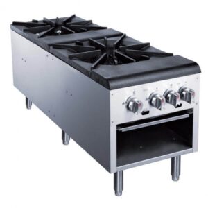 Dukers Appliance Co DCSP2 18″ Gas Stock Pot Range w/ (2) Three Ring Burners, Manual Controls, 160.000 BTU