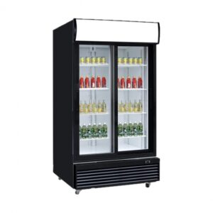 Dukers Appliance Co DSM-40SR 47″ Two Glass Door Merchandiser Refrigerator in Black, 39 cu. ft.