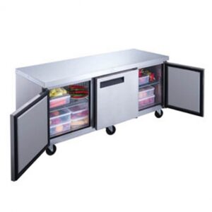 Dukers DUC72R 72″ Three Section Undercounter Refrigerator w/ 3 Doors, 19 cu. ft.