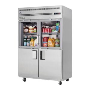 Everest EGSH4 49″ Two Section Reach-In Refrigerator w/ 2 Solid & 2 Glass Half Doors, Top Mount, Stainless Steel, 48 cu. ft.