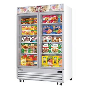 Everest EMGF48 54″ Two Section Glass Door Freezer Merchandiser in White, 48.0 cu. ft.