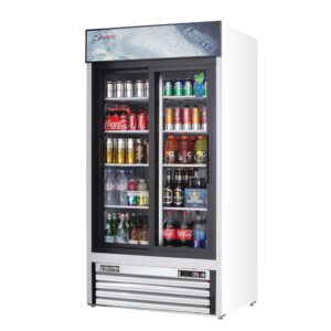 Everest EMGR33 39″ Two Door Merchandiser Refrigerator, White Exterior, 33 cu. ft.