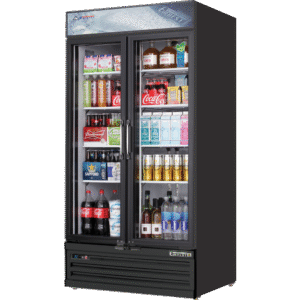 Everest EMSGR33B 39″ Two Glass Door Merchandiser Refrigerator in Black, 36 cu. ft.