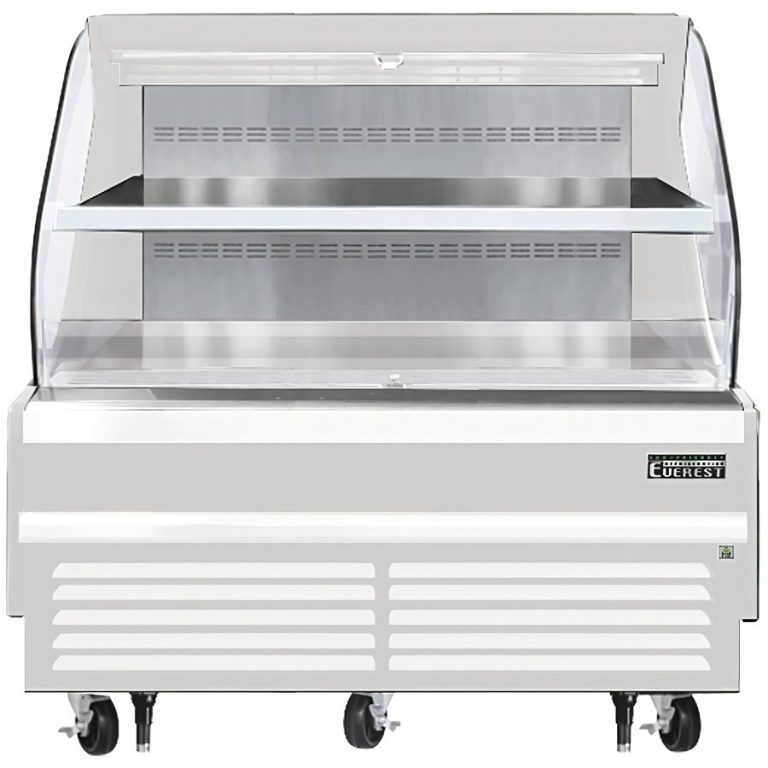 Everest EOMH-72-W-35-T 73" Horizontal Open Air Merchandiser in White, 2 Shelves, Open Curved, 15.2 cu. ft.