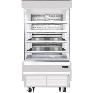 Everest EOMV-36-W-28-T 37″ Vertical Open Air Merchandiser in White, High Profile, 4 Shelves, 12.8 cu. ft.