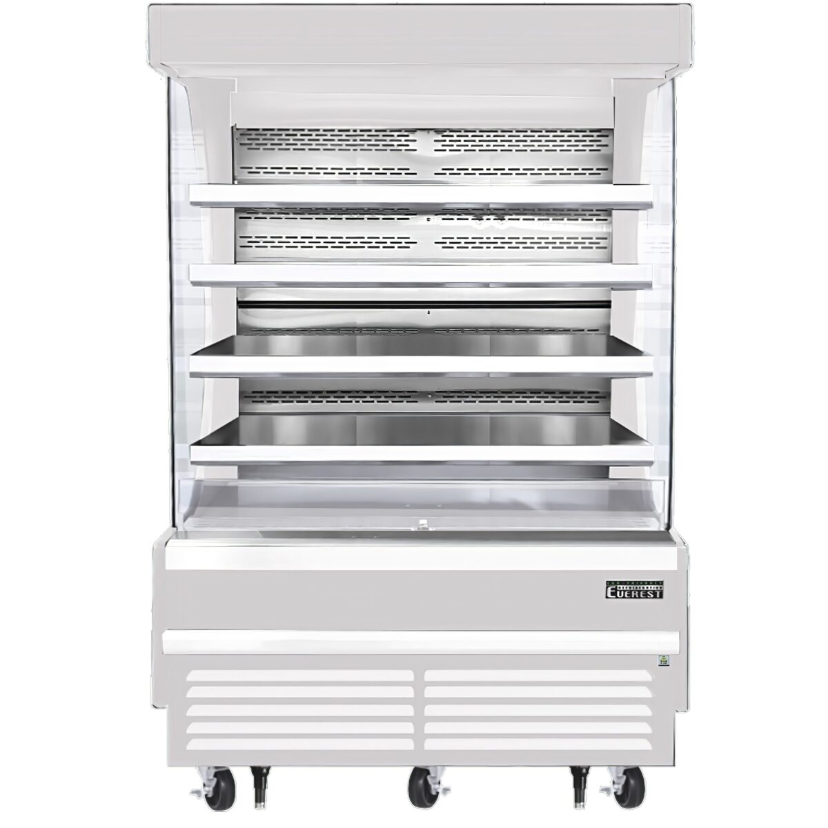 Everest EOMV-60-W-28-T 60" Vertical Open Air Merchandiser in White, High Profile, 4 Shelves, 21.2 cu. ft. - Image 1