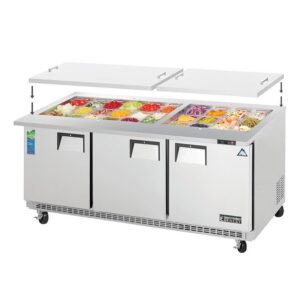 Everest EOTP3 71″ Threee Section Mega Top Sandwich/Salad Prep Table w/ 3 Door, 30 Pans