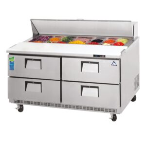 Everest EPBNR2-D4 47″ Two Section Refrigerated Sandwich/Salad Prep Table w/ 4 Drawers, 12 Pans