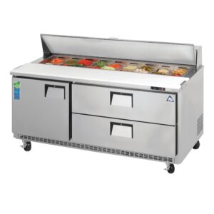 Everest EPBNR3-D2 71″ Two Section Sandwich/Salad Prep Table w/ 1 Door & 2 Drawers, 18 Pans