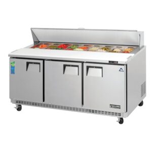 Everest EPBNR3 71″ Three Section Refrigerated Sandwich/Salad Prep Table w/ 3 Doors, 18 Pans