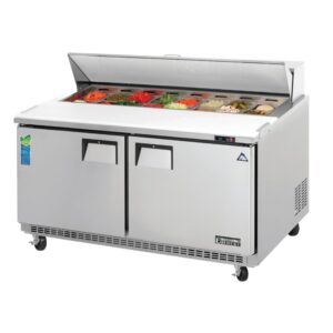 Everest EPBNWR2 59″ Two Section Sandwich/Salad Prep Table w/ 2 Doors, 16 Pans