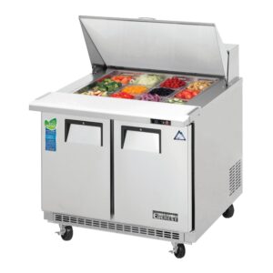 Everest EPBSR2 35″ Two Section Mega Top Sandwich/Salad Prep Table w/ 2 Doors, 12 Pans