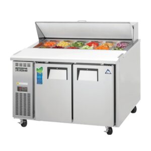 Everest EPR2-24 47″ Two Section Sandwich/Salad Prep Table w/ 2 Doors, 12 (1/9 size) Pans