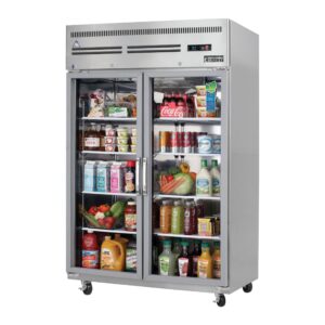 Everest ESGR2 49″ Two Section Reach-In Refrigerator w/ 2 Glass Full Doors, Top Mount, Stainless Steel, 48 cu. ft.