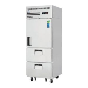 Everest ESR1D2 29″ One Section Reach-In Refrigerator w/ 1 Solid Half Door and 2 Drawers, Top Mount, Stainless Steel, 23 cu. ft.